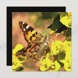 Dame Butterfly, geverfd op Myrtle Spurge Kaart