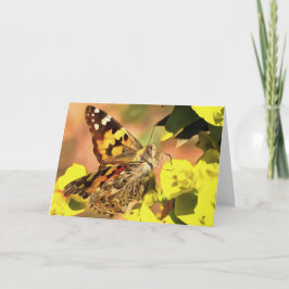 Dame Butterfly, geverfd op Myrtle Spurge Kaart