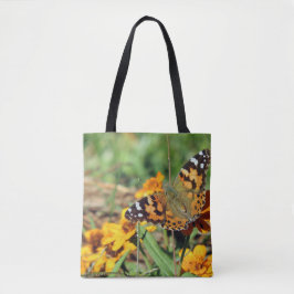 Dame Butterfly, geverfd op Zinnia-Canvas tas