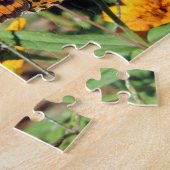Dame Butterfly over Zinnia Jigzaag Puzzle Legpuzzel (Zijkant)