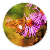 Dame Butterfly Wild Aster Flower Abstract Keramische Knop (Voorkant)