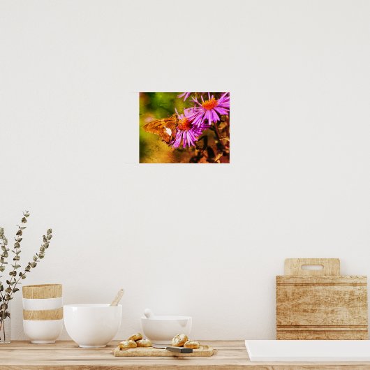 Dame Butterfly Wild Aster Flower Abstract Poster (Keuken)