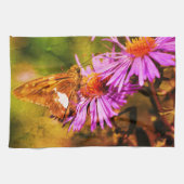 Dame Butterfly Wild Aster Flower Abstract Theedoek (Horizontaal)