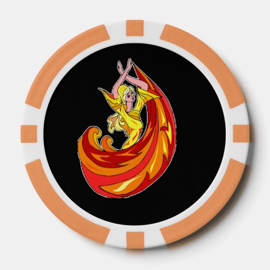 Dame danser in rood op zwart poker chips (Voorkant)