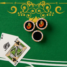 Dame danser in rood op zwart poker chips