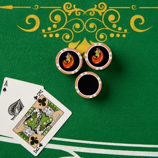 Dame danser in rood op zwart poker chips (Pokertafel (Stack))