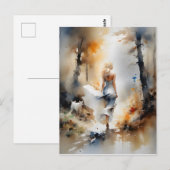 Dame die door een bos loopt briefkaart (Voorkant / Achterkant)