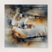 Dame die door een bos loopt legpuzzel (Horizontaal)