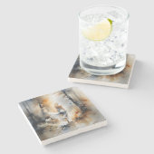 Dame die door een bos loopt stenen onderzetter (Zijkant)