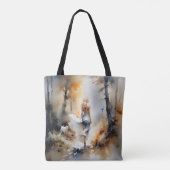 Dame die door een bos loopt tote bag (Achterkant)