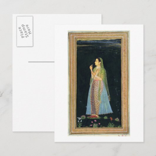 Dame die een bloesem houdt, van het kleine Clive A Briefkaart (Voorkant / Achterkant)