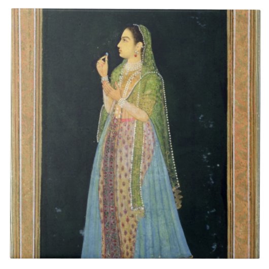 Dame die een bloesem houdt, van het kleine Clive A Tegeltje (Voorkant)