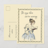 dame die een 'Book Moving Announge' leest Briefkaart (Voorkant / Achterkant)