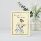 dame die een 'Book Moving Announge' leest Briefkaart (Staand voorkant)