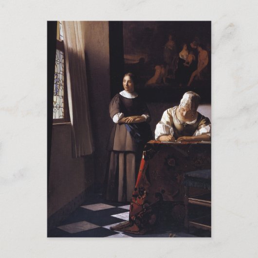 Dame die een brief schrijft briefkaart (Voorkant)