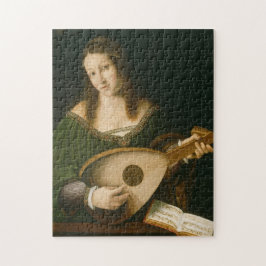 Dame die een luit speelt legpuzzel