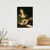 Dame die een luit speelt poster (Keuken)