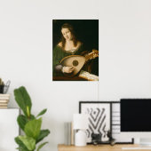 Dame die een luit speelt poster (Thuiskantoor)