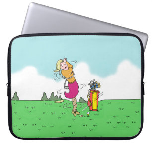 Dame die Golf speelt en in een Twist gaat. Laptop Sleeve