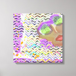 Dame die groene lenzen draagt canvas afdruk