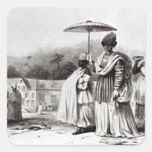 Dame die het kind naar Baptisme brengt Vierkante Sticker (Voorkant)