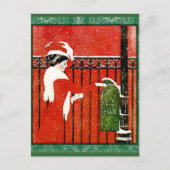  dame die kerstKaarten mailt Briefkaart (Voorkant)