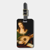 Dame die Lute Fine Art Renaissance Painting speelt Bagagelabel (Voorkant verticaal)