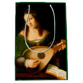 Dame die Lute Fine Art Renaissance Painting speelt Medium Cadeauzakje (Voorkant)
