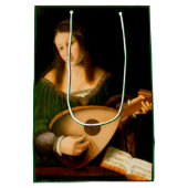 Dame die Lute Fine Art Renaissance Painting speelt Medium Cadeauzakje (Achterkant)