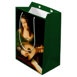 Dame die Lute Fine Art Renaissance Painting speelt Medium Cadeauzakje