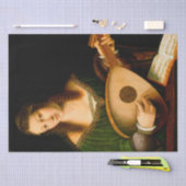 Dame die Lute Fine Art Renaissance Painting speelt Tissuepapier (Craft)