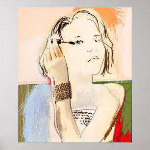 Dame die mascara aanbrengt - Poster