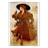  dame die op een bank wacht, (Voorkant)