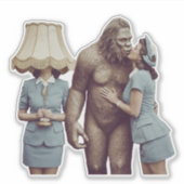 dame die Sasquatch kust Sticker (Voorkant)