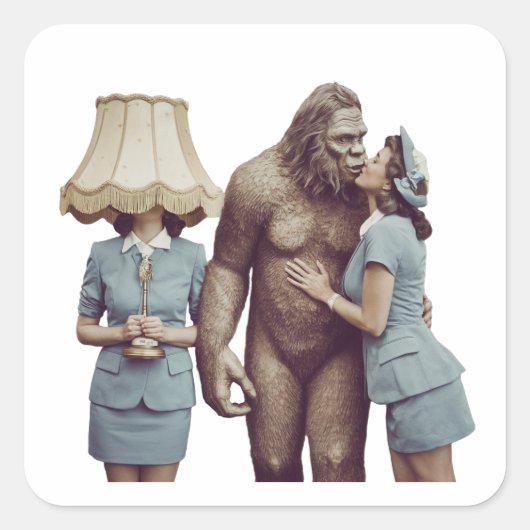  dame die Sasquatch kust Vierkante Sticker (Voorkant)