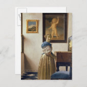 Dame die zich bij Virginal, c.1672-73 bevinden Briefkaart (Voorkant / Achterkant)