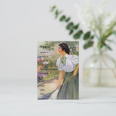 Dame Digging in haar bloementuin Visitekaartje (Staand voorkant)