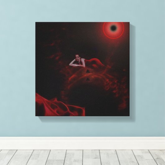 Dame dood in het rood canvas afdruk (Insitu (Houten vloer))