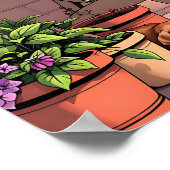  dame Drink koffie buiten ontspannen Poster (Hoek)