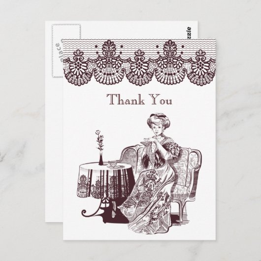 dame drink thee briefkaart (Voorkant / Achterkant)