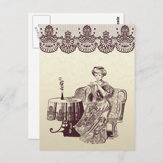 dame drink thee briefkaart (Voorkant / Achterkant)