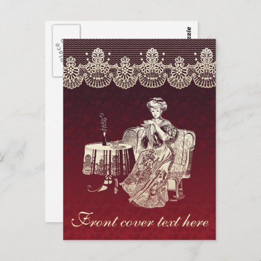 dame drink thee briefkaart (Voorkant / Achterkant)