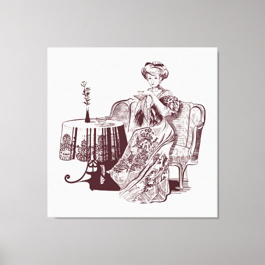 dame drink thee canvas afdruk (Voorkant)