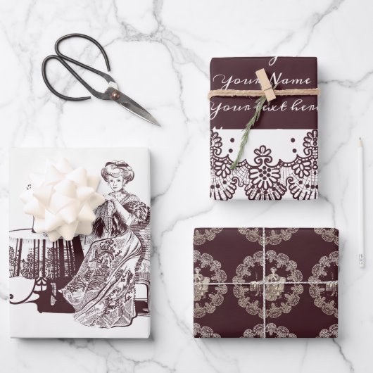 Dame drink thee Kreukpapier Vlekplaat set 3 Inpakpapier Vel (Voorkant)