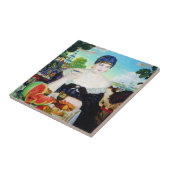 Dame Drink thee met Cat Tile Tegeltje (Zijkant)