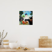 Dame Drink thee met kat Poster (Keuken)