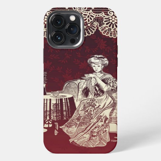 dame drinkt thee iPhone hoesje (Achterkant)