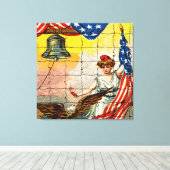 dame, Eagle, Vlag en Liberty Bell Mosiac Canvas Afdruk (Insitu (Houten vloer))
