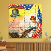 dame, Eagle, Vlag en Liberty Bell Mosiac Canvas Afdruk (Insitu (Woonkamer))
