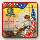 dame, Eagle, Vlag en Liberty Bell Mosiac Drankjes Onderzetter (Voorkant)